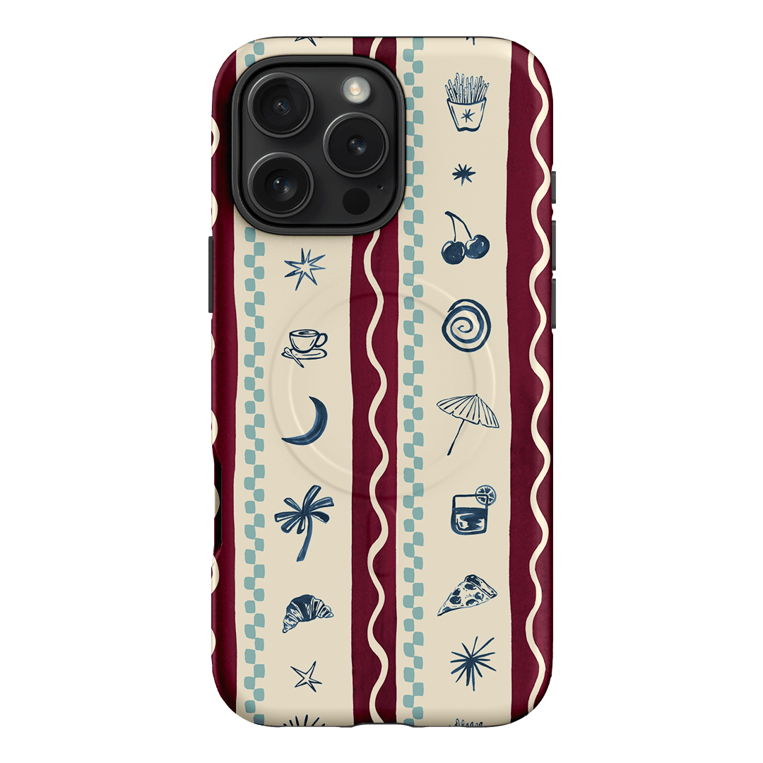 Summer Snacks Burgundy Printed Phone Cases iPhone 16 Pro Max / Armoured MagSafe by Charlie Taylor - The Dairy