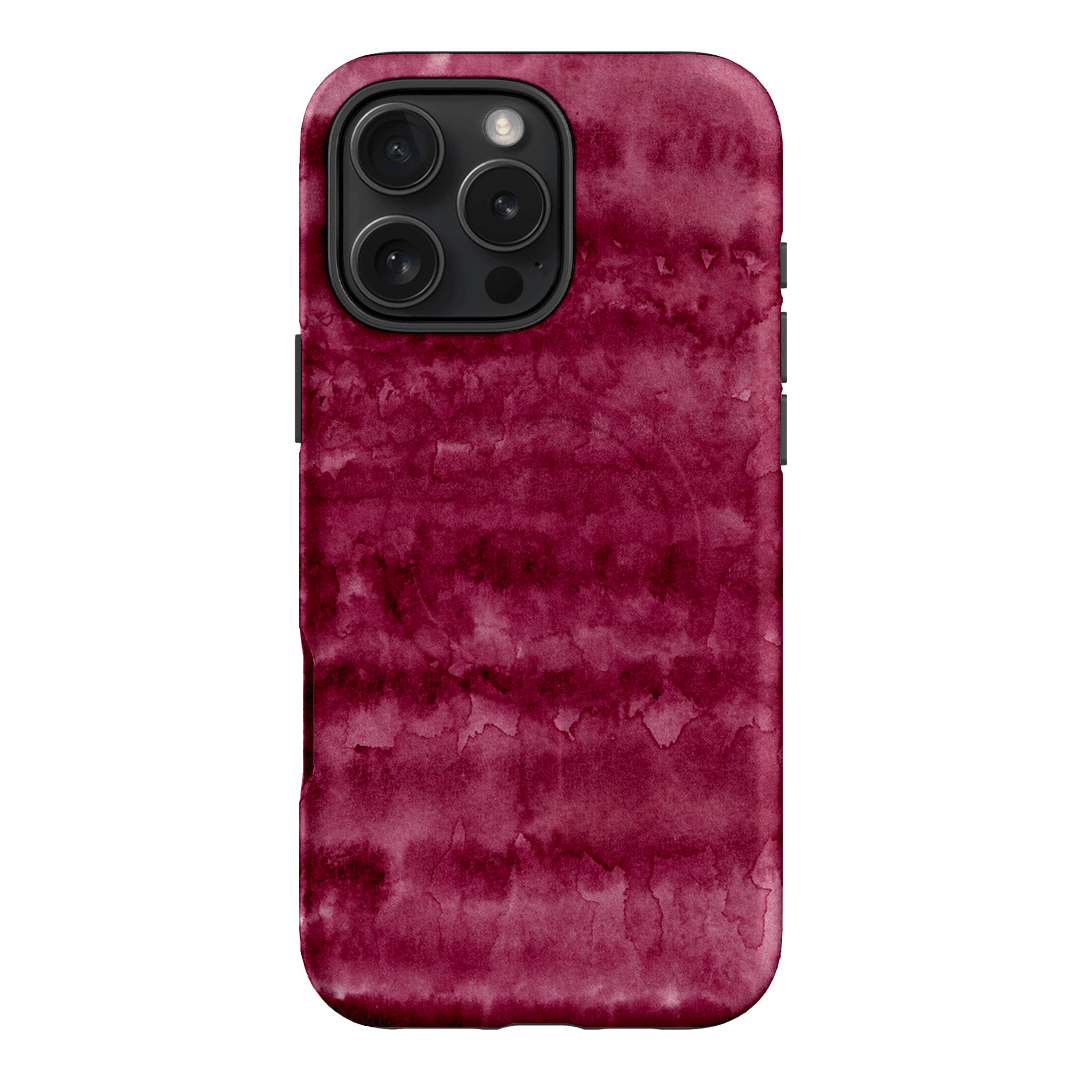 Watercolour Stripes Burgundy Printed Phone Cases iPhone 16 Pro Max / Armoured MagSafe by The Dairy - The Dairy