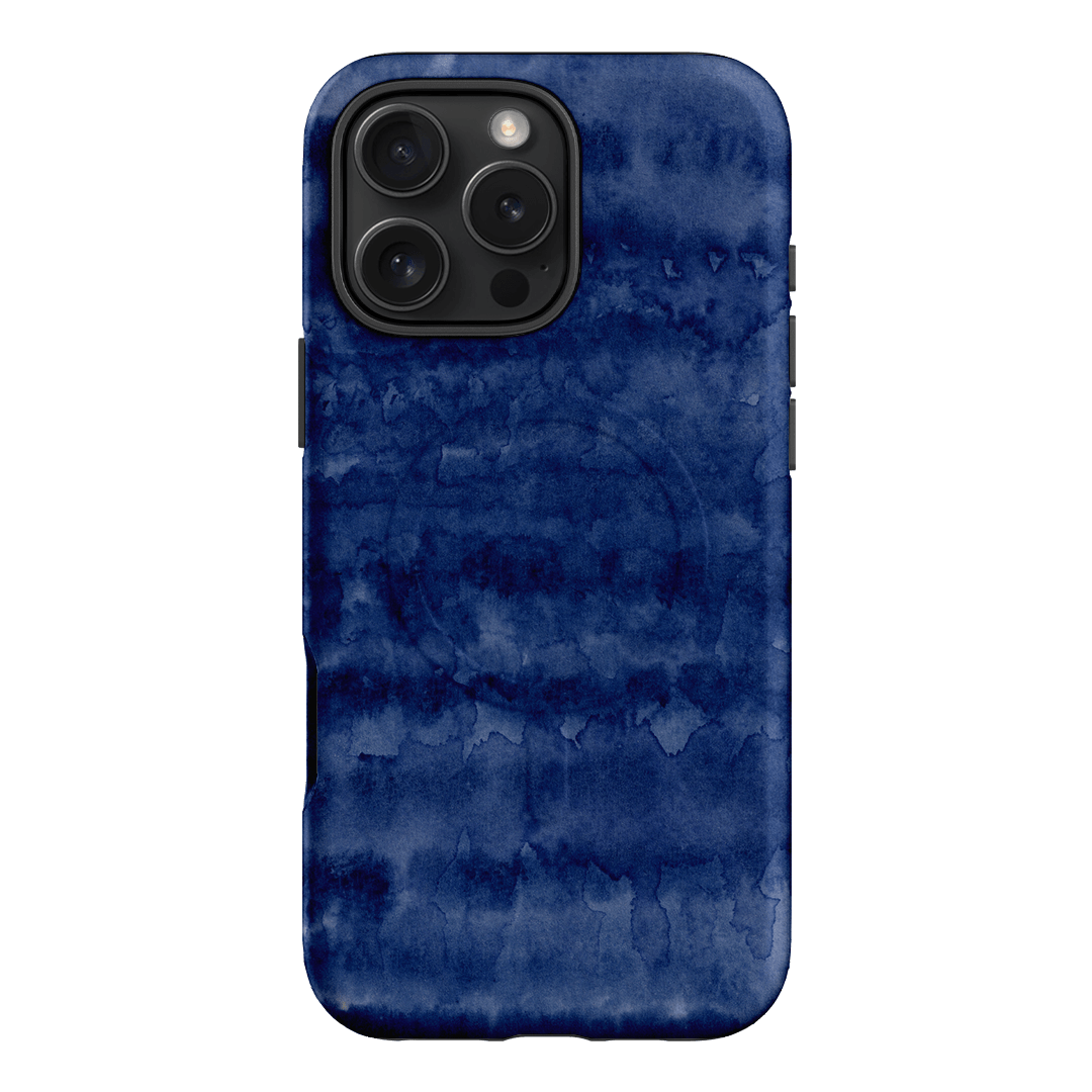 Watercolour Stripes Navy Printed Phone Cases iPhone 16 Pro Max / Armoured MagSafe by The Dairy - The Dairy