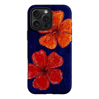 Hibiscus Flower Deep Blue Printed Phone Cases iPhone 16 Pro Max / Armoured by BG. Studio - The Dairy
