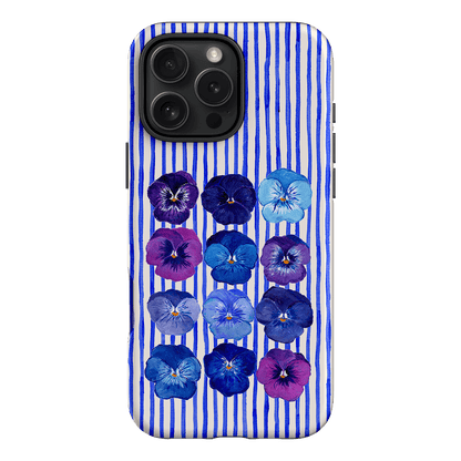Striped Pansies Printed Phone Cases iPhone 16 Pro Max / Armoured by Kayla Henley - The Dairy