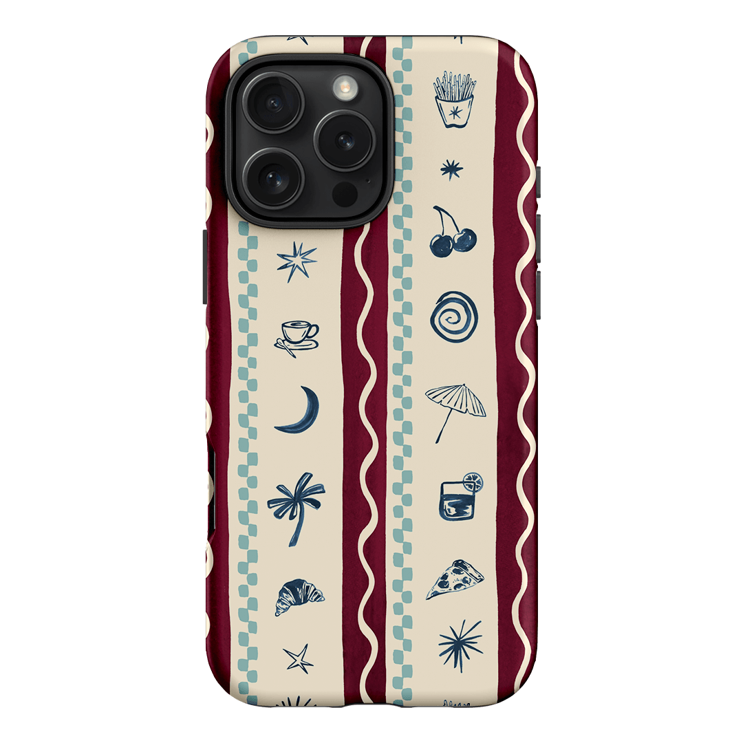 Summer Snacks Burgundy Printed Phone Cases iPhone 16 Pro Max / Armoured by Charlie Taylor - The Dairy