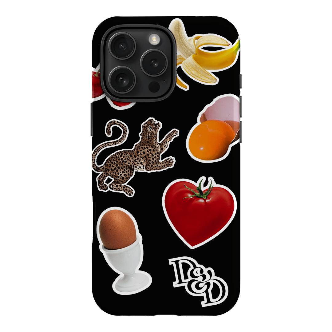 Sunday Stickers Black Printed Phone Cases iPhone 16 Pro Max / Armoured by Desmond & Dempsey - The Dairy