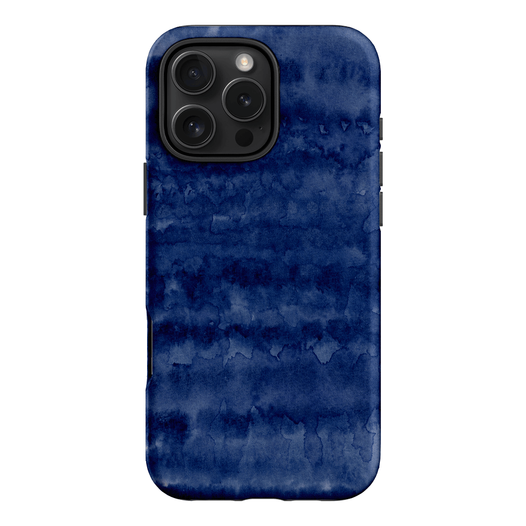 Watercolour Stripes Navy Printed Phone Cases iPhone 16 Pro Max / Armoured by The Dairy - The Dairy