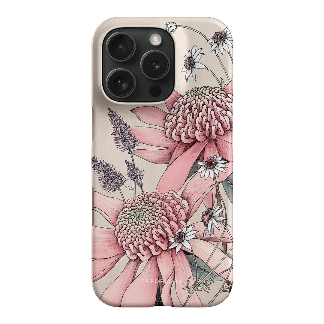 Pink Waratah Printed Phone Cases iPhone 16 Pro / Snap by Typoflora - The Dairy