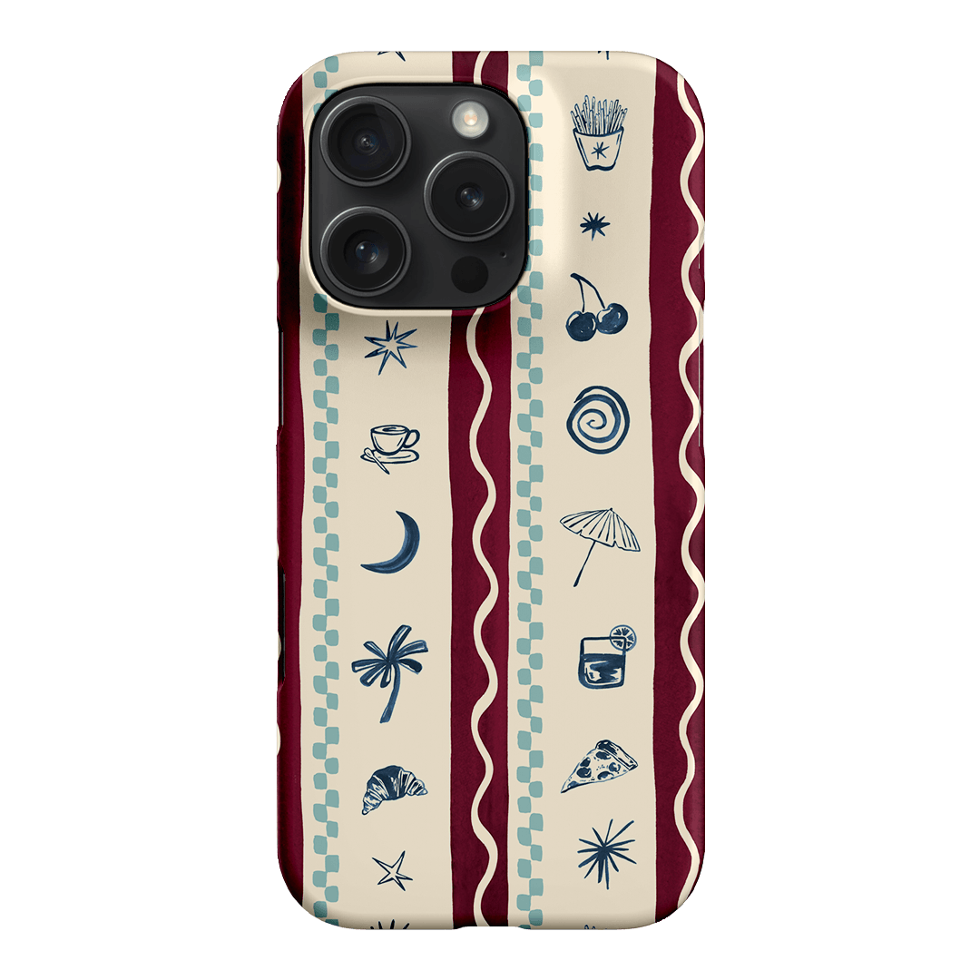 Summer Snacks Burgundy Printed Phone Cases iPhone 16 Pro / Snap by Charlie Taylor - The Dairy