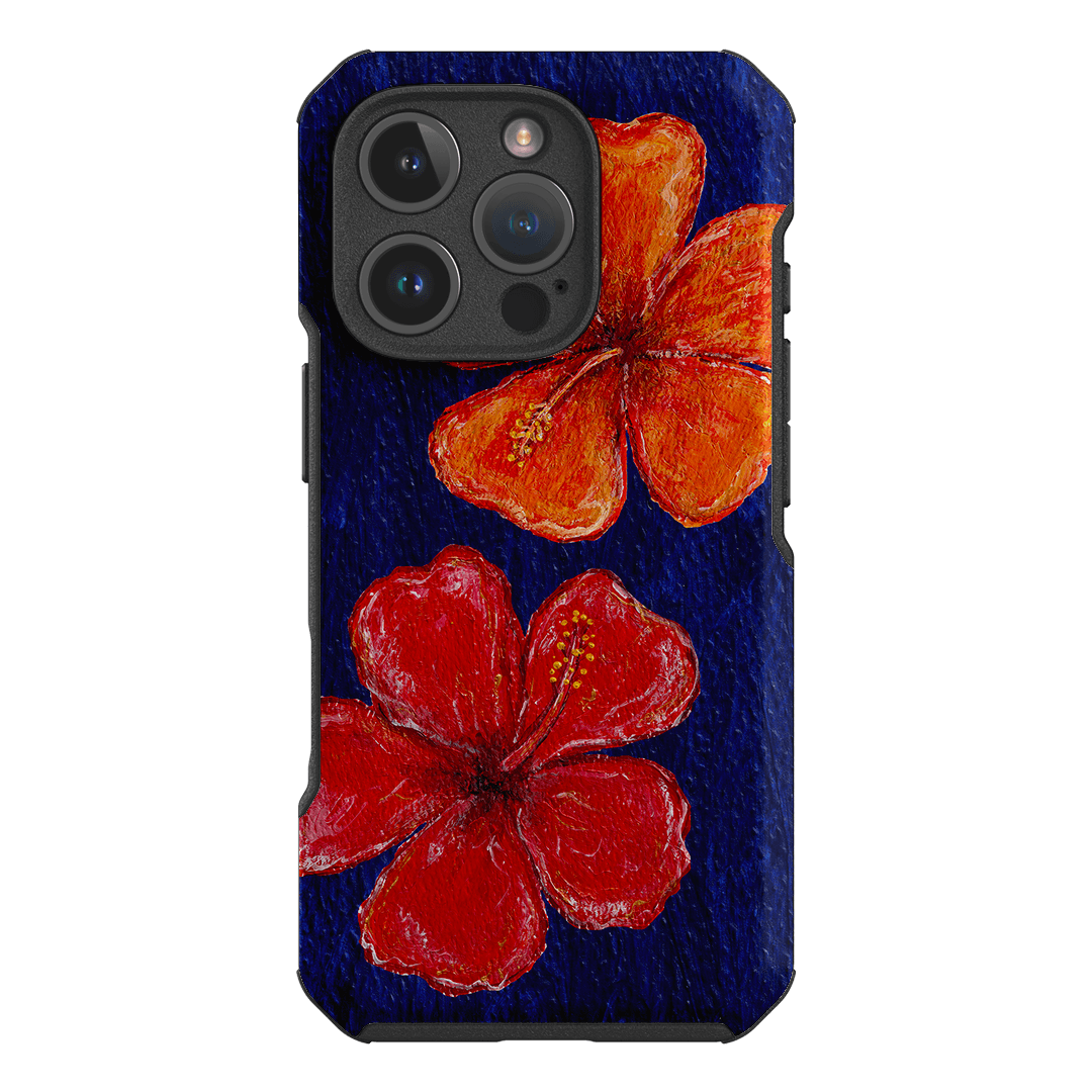 Hibiscus Flower Deep Blue Printed Phone Cases iPhone 16 Pro / Toughie by BG. Studio - The Dairy