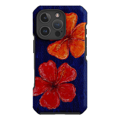 Hibiscus Flower Deep Blue Printed Phone Cases iPhone 16 Pro / Toughie by BG. Studio - The Dairy