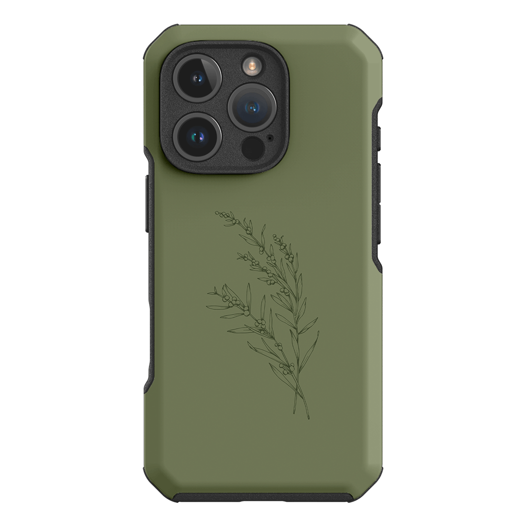 Khaki Wattle Printed Phone Cases iPhone 16 Pro / Toughie by Typoflora - The Dairy