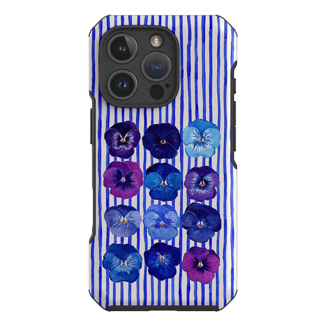 Striped Pansies Printed Phone Cases iPhone 16 Pro / Toughie by Kayla Henley - The Dairy