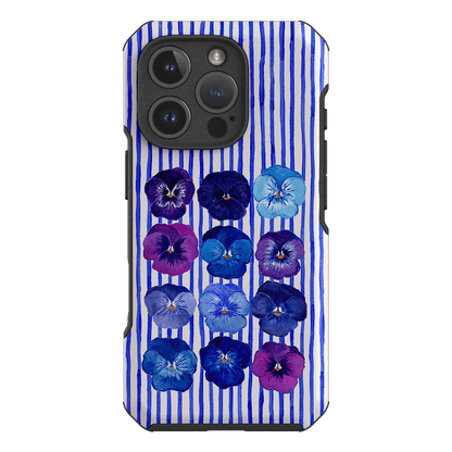 Striped Pansies Printed Phone Cases iPhone 16 Pro / Toughie by Kayla Henley - The Dairy