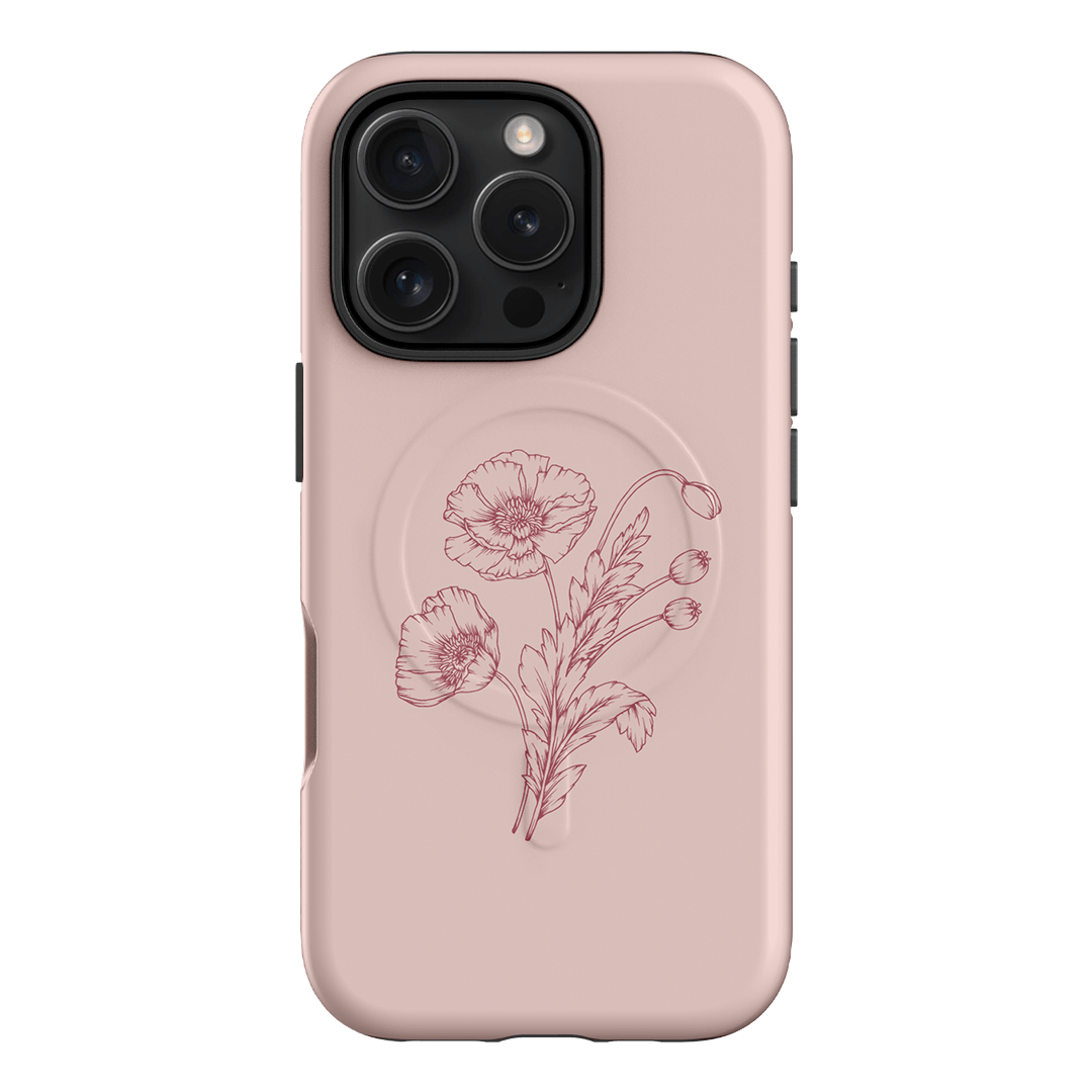 Blush Poppies Printed Phone Cases iPhone 16 Pro / Armoured MagSafe by Typoflora - The Dairy