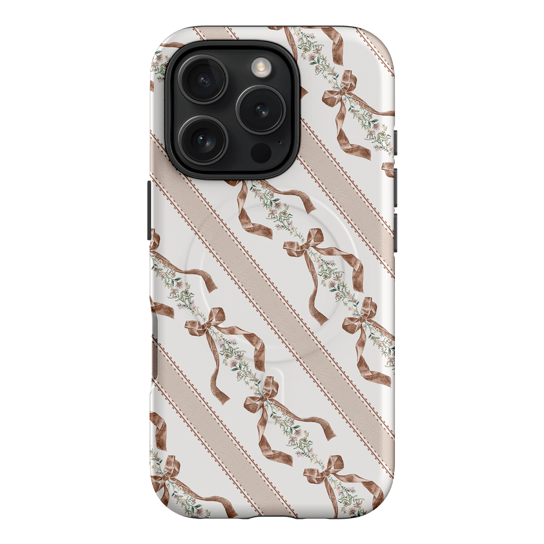 Bow Stripe Printed Phone Cases iPhone 16 Pro / Armoured MagSafe by Veronica Tucker - The Dairy