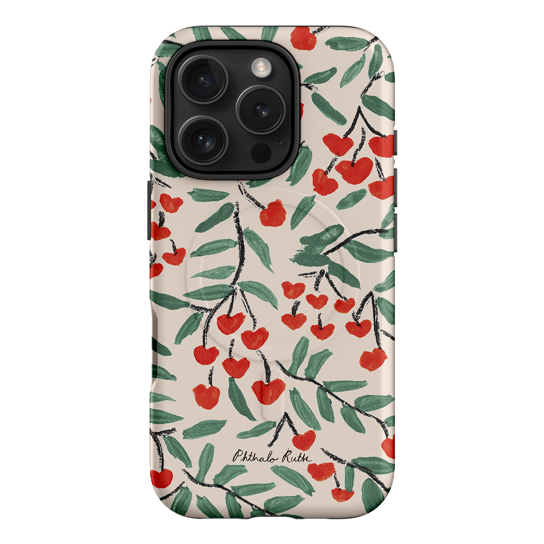 Cherry Love Printed Phone Cases iPhone 16 Pro / Armoured MagSafe by Phthalo Ruth - The Dairy
