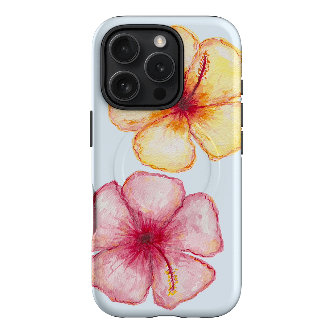 Hibiscus Flower Blue Printed Phone Cases iPhone 16 Pro / Armoured MagSafe by BG. Studio - The Dairy