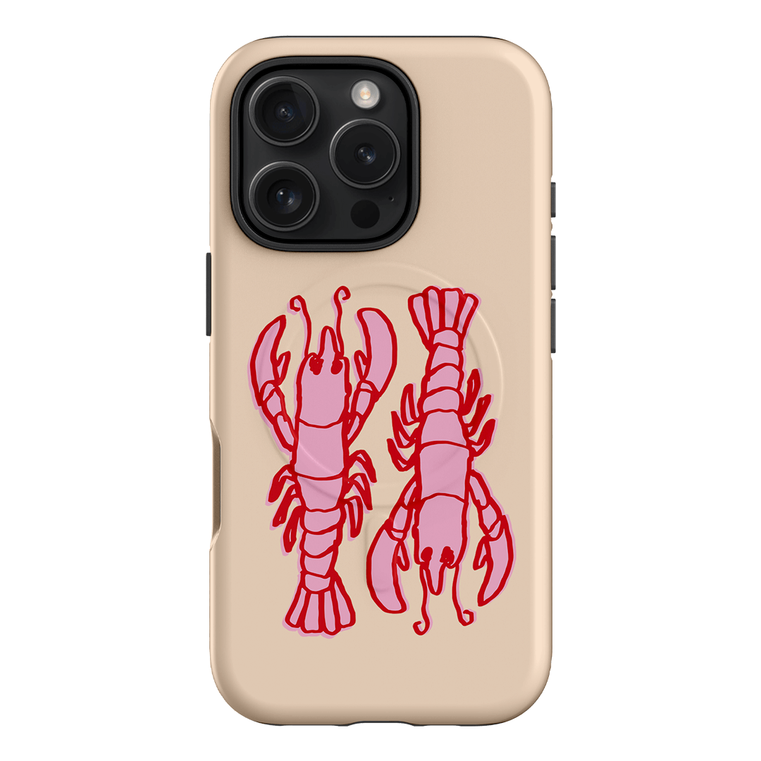 Lobster Love Peach Printed Phone Cases iPhone 16 Pro / Armoured MagSafe by The Dairy - The Dairy