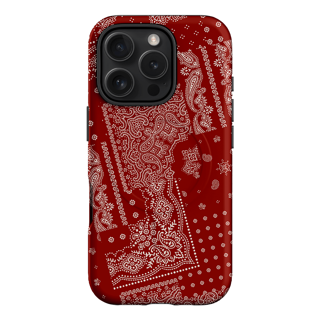 Paisley Crimson Printed Phone Cases iPhone 16 Pro / Armoured MagSafe by The Dairy - The Dairy