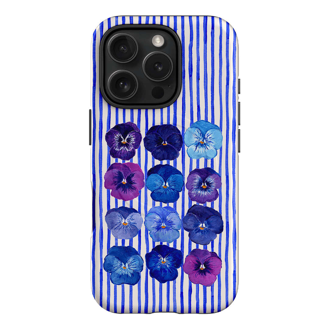 Striped Pansies Printed Phone Cases iPhone 16 Pro / Armoured MagSafe by Kayla Henley - The Dairy