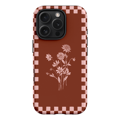 Dahlia Check Printed Phone Cases iPhone 16 Pro / Armoured by Typoflora - The Dairy