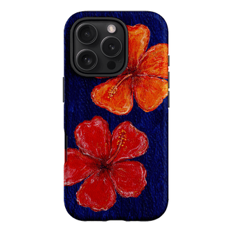 Hibiscus Flower Deep Blue Printed Phone Cases iPhone 16 Pro / Armoured by BG. Studio - The Dairy