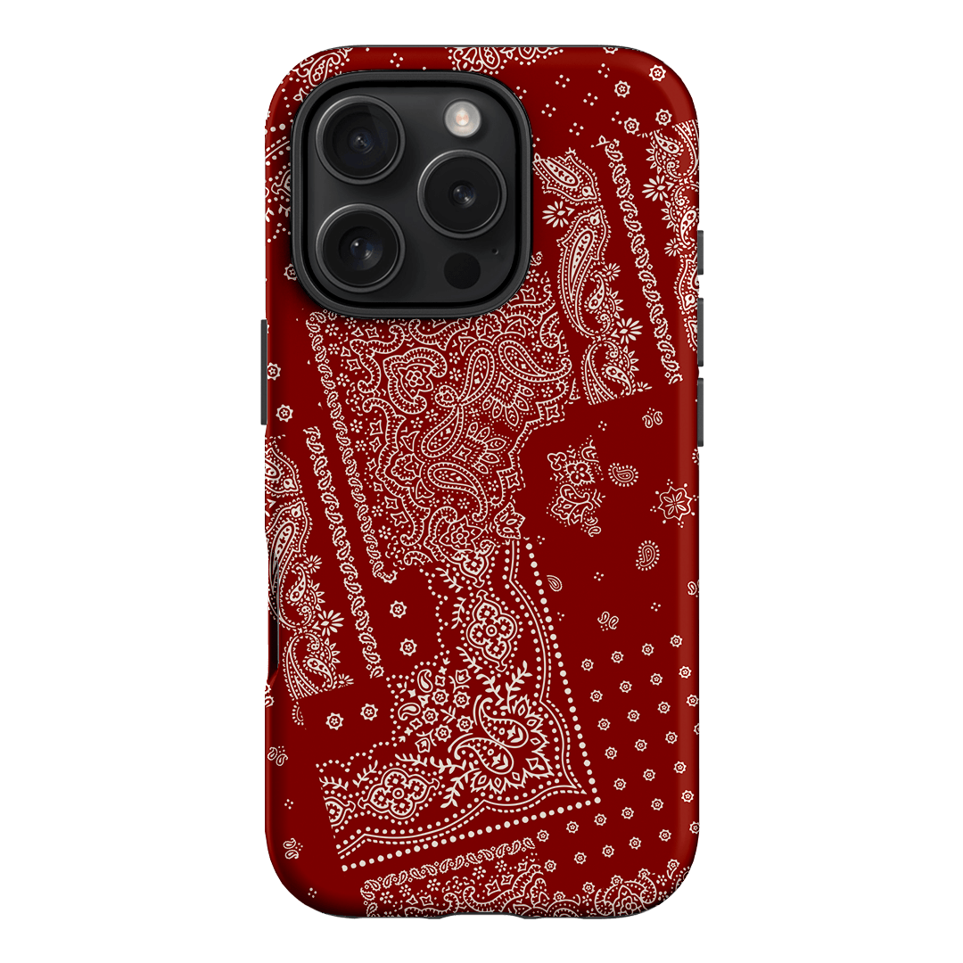 Paisley Crimson Printed Phone Cases iPhone 16 Pro / Armoured by The Dairy - The Dairy