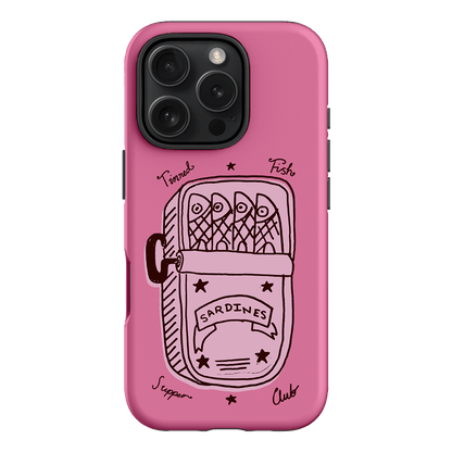 Sardine Social Pink Printed Phone Cases iPhone 16 Pro / Armoured by The Dairy - The Dairy