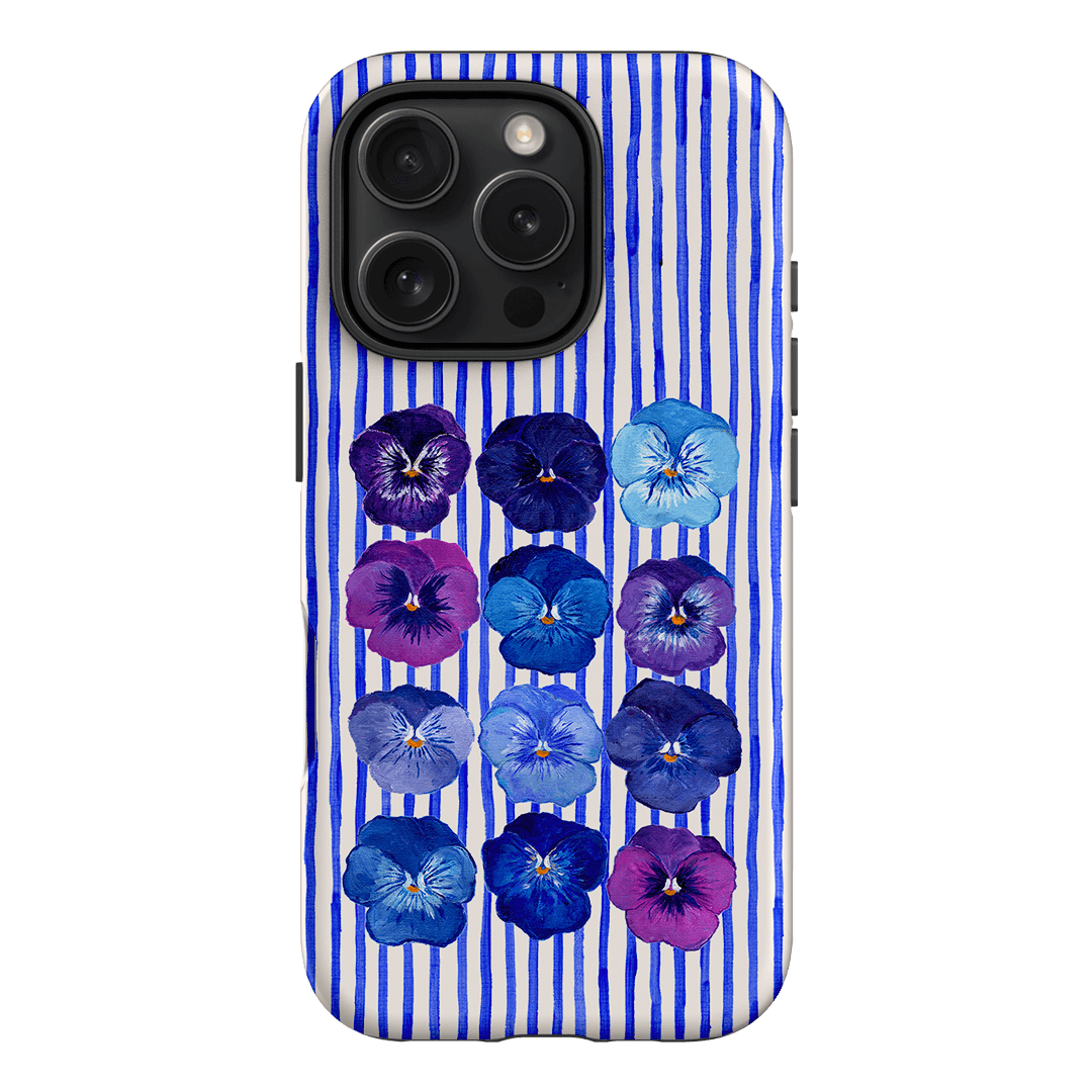 Striped Pansies Printed Phone Cases iPhone 16 Pro / Armoured by Kayla Henley - The Dairy