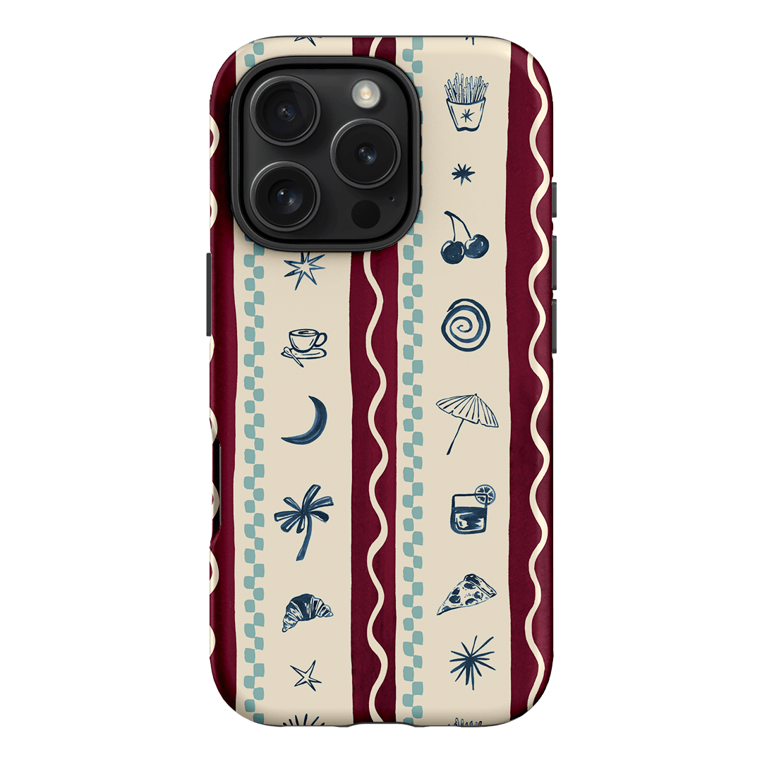 Summer Snacks Burgundy Printed Phone Cases iPhone 16 Pro / Armoured by Charlie Taylor - The Dairy