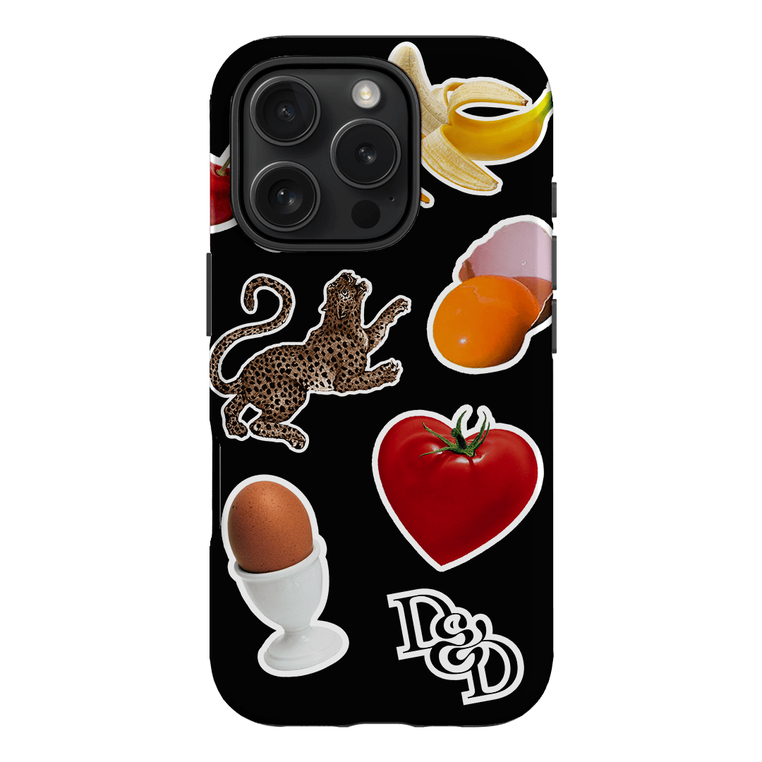 Sunday Stickers Black Printed Phone Cases iPhone 16 Pro / Armoured by Desmond & Dempsey - The Dairy