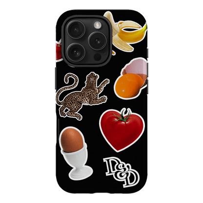 Sunday Stickers Black Printed Phone Cases iPhone 16 Pro / Armoured by Desmond & Dempsey - The Dairy