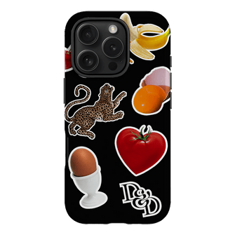 Sunday Stickers Black Printed Phone Cases iPhone 16 Pro / Armoured by Desmond & Dempsey - The Dairy