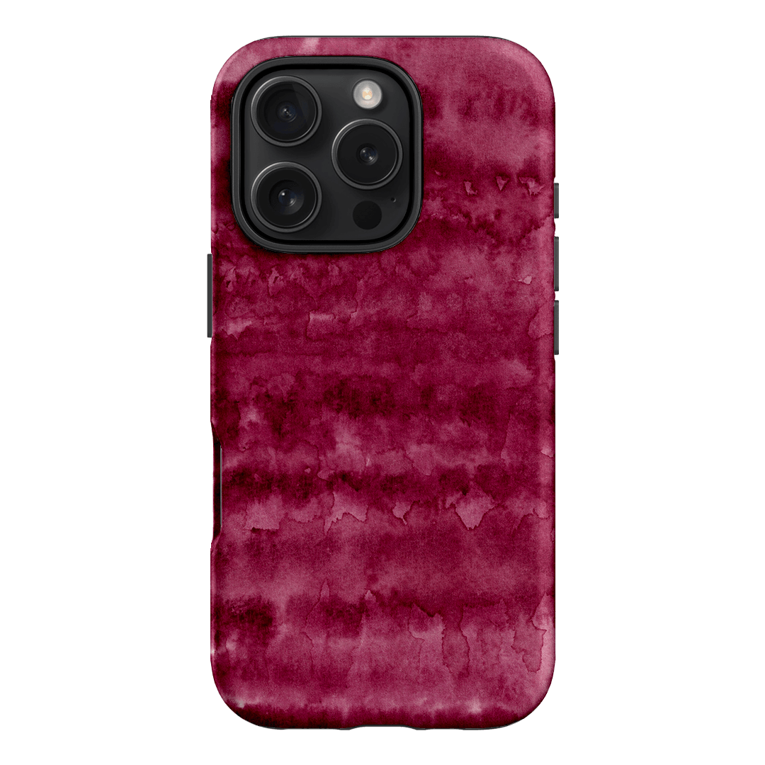 Watercolour Stripes Burgundy Printed Phone Cases iPhone 16 Pro / Armoured by The Dairy - The Dairy
