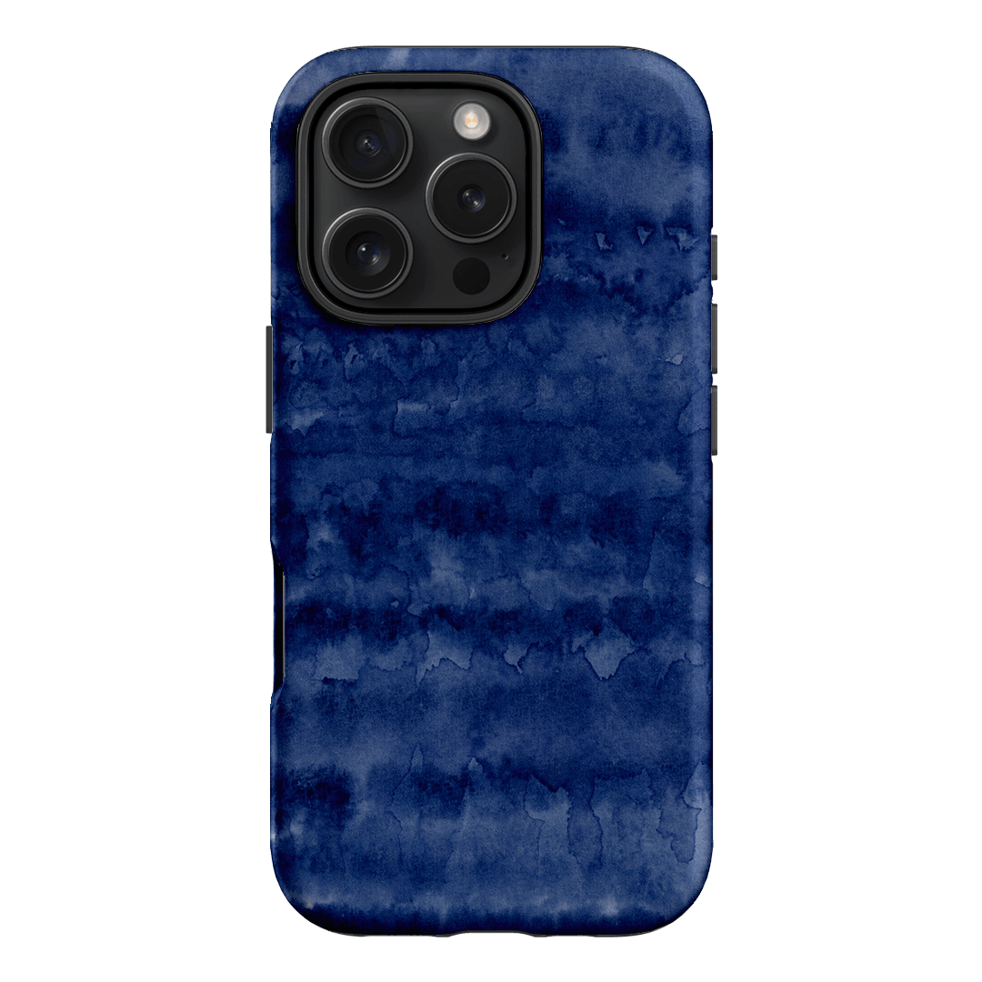 Watercolour Stripes Navy Printed Phone Cases iPhone 16 Pro / Armoured by The Dairy - The Dairy
