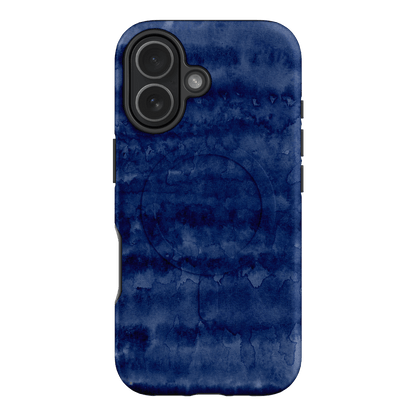 Watercolour Stripes Navy Printed Phone Cases iPhone 17 / Armoured MagSafe by The Dairy - The Dairy