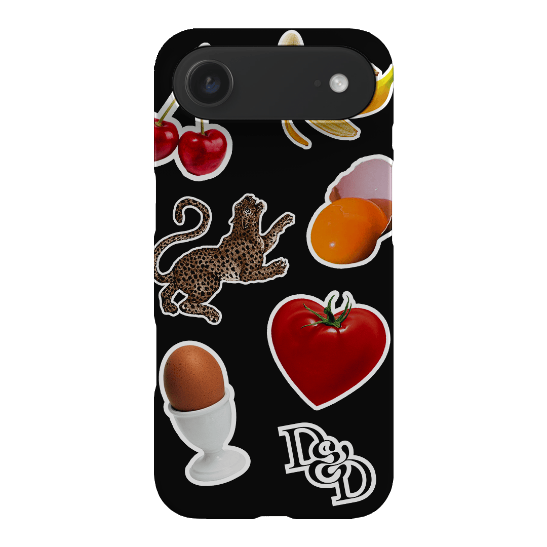 Sunday Stickers Black Printed Phone Cases iPhone 17 Air / Snap by Desmond & Dempsey - The Dairy