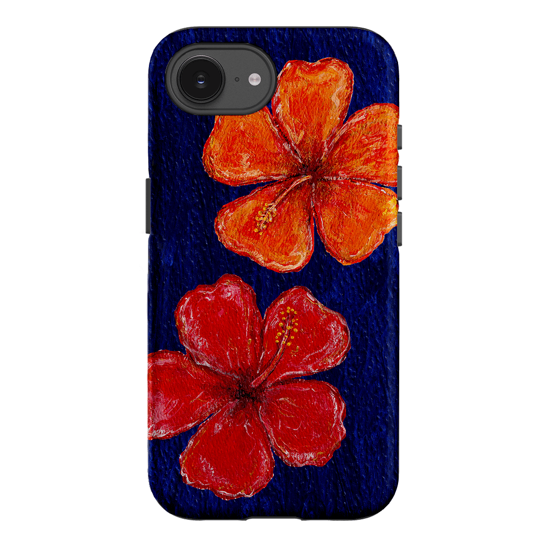 Hibiscus Flower Deep Blue Printed Phone Cases iPhone 17E / Armoured by BG. Studio - The Dairy