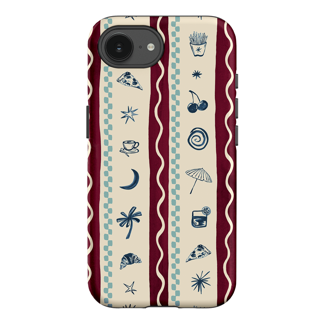 Summer Snacks Burgundy Printed Phone Cases iPhone 17E / Armoured by Charlie Taylor - The Dairy