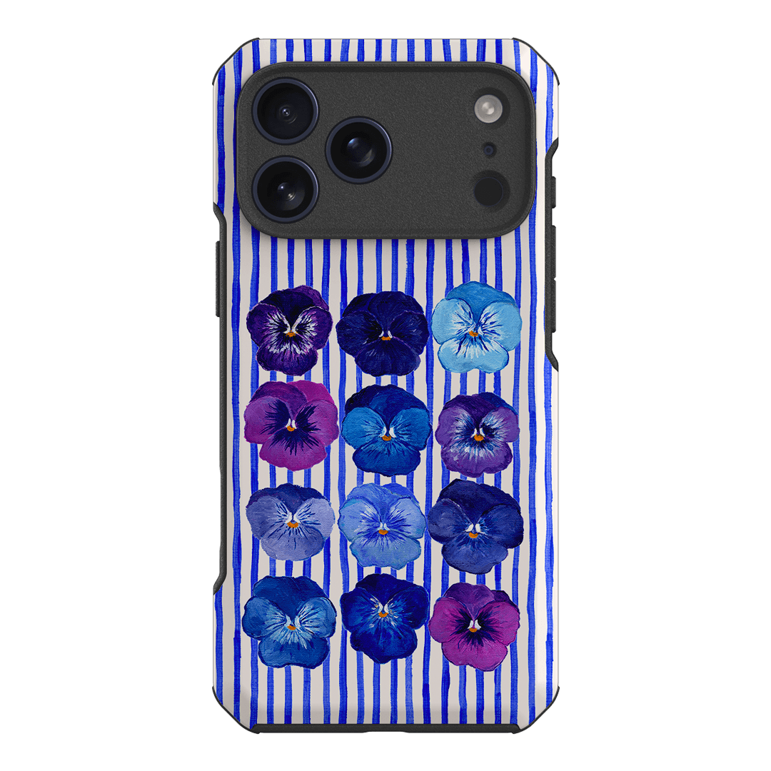 Striped Pansies Printed Phone Cases iPhone 17 Pro Max / Toughie by Kayla Henley - The Dairy