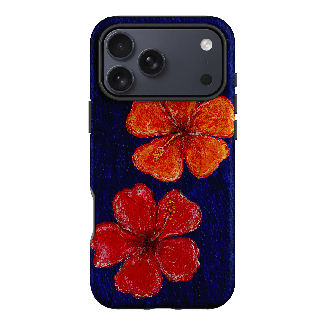 Hibiscus Flower Deep Blue Printed Phone Cases iPhone 17 Pro Max / Armoured MagSafe by BG. Studio - The Dairy