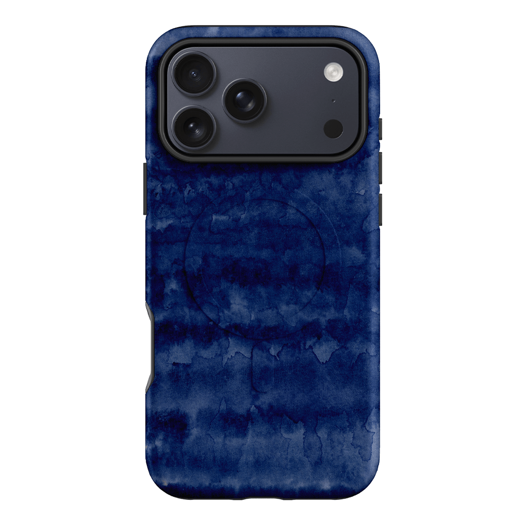 Watercolour Stripes Navy Printed Phone Cases iPhone 17 Pro Max / Armoured MagSafe by The Dairy - The Dairy