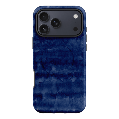 Watercolour Stripes Navy Printed Phone Cases iPhone 17 Pro Max / Armoured MagSafe by The Dairy - The Dairy