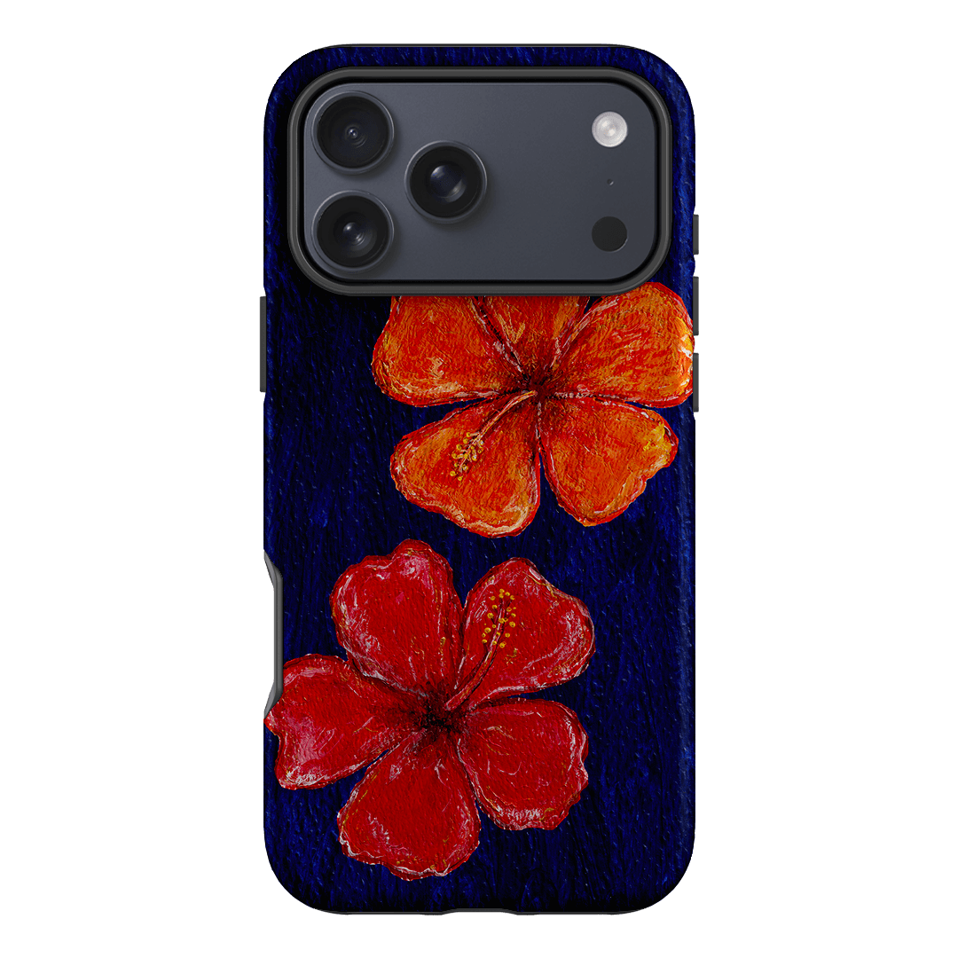 Hibiscus Flower Deep Blue Printed Phone Cases iPhone 17 Pro Max / Armoured by BG. Studio - The Dairy