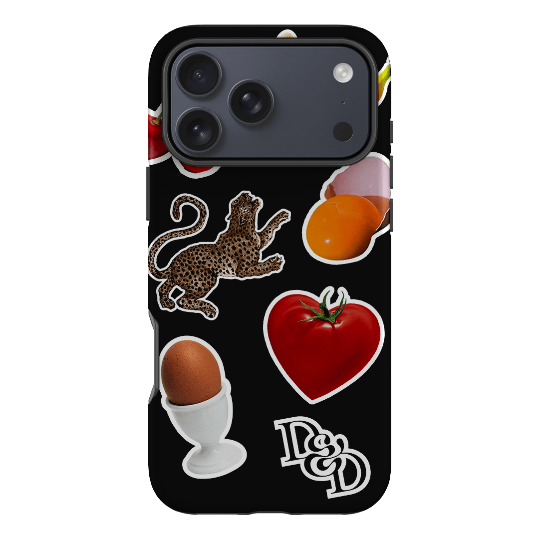 Sunday Stickers Black Printed Phone Cases iPhone 17 Pro Max / Armoured by Desmond & Dempsey - The Dairy