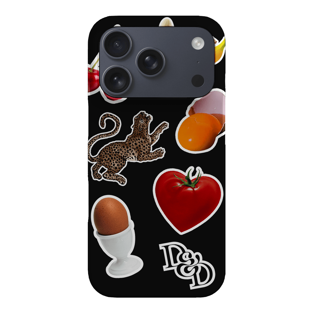 Sunday Stickers Black Printed Phone Cases iPhone 17 Pro / Snap by Desmond & Dempsey - The Dairy