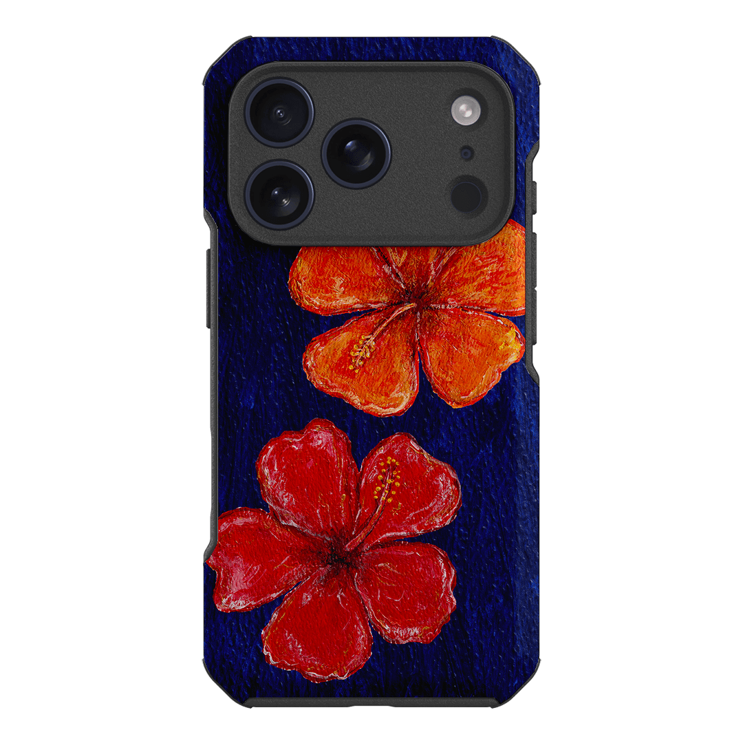 Hibiscus Flower Deep Blue Printed Phone Cases iPhone 17 Pro / Toughie by BG. Studio - The Dairy