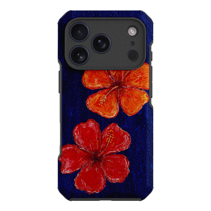 Hibiscus Flower Deep Blue Printed Phone Cases iPhone 17 Pro / Toughie by BG. Studio - The Dairy