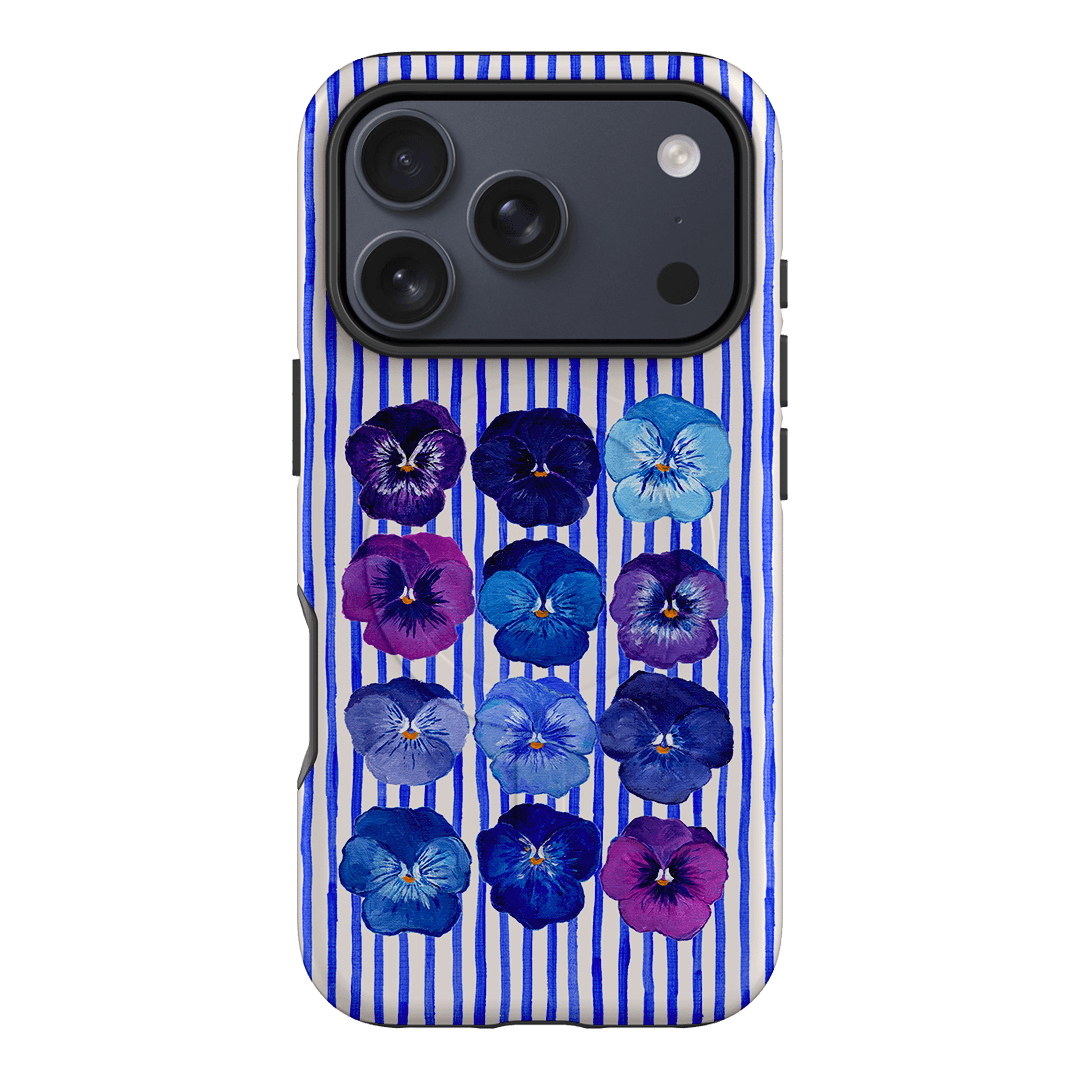 Striped Pansies Printed Phone Cases iPhone 17 Pro / Armoured MagSafe by Kayla Henley - The Dairy