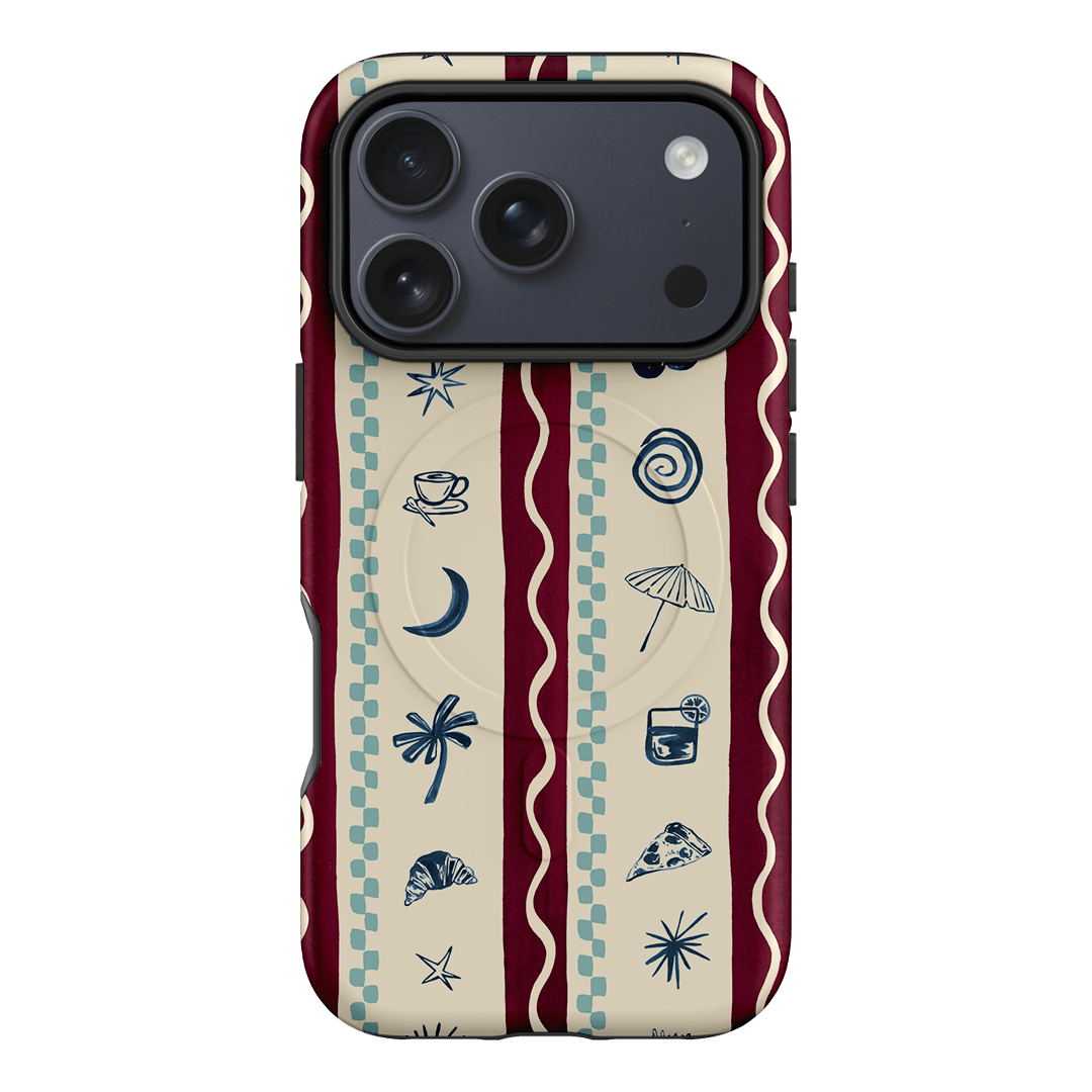 Summer Snacks Burgundy Printed Phone Cases iPhone 17 Pro / Armoured MagSafe by Charlie Taylor - The Dairy