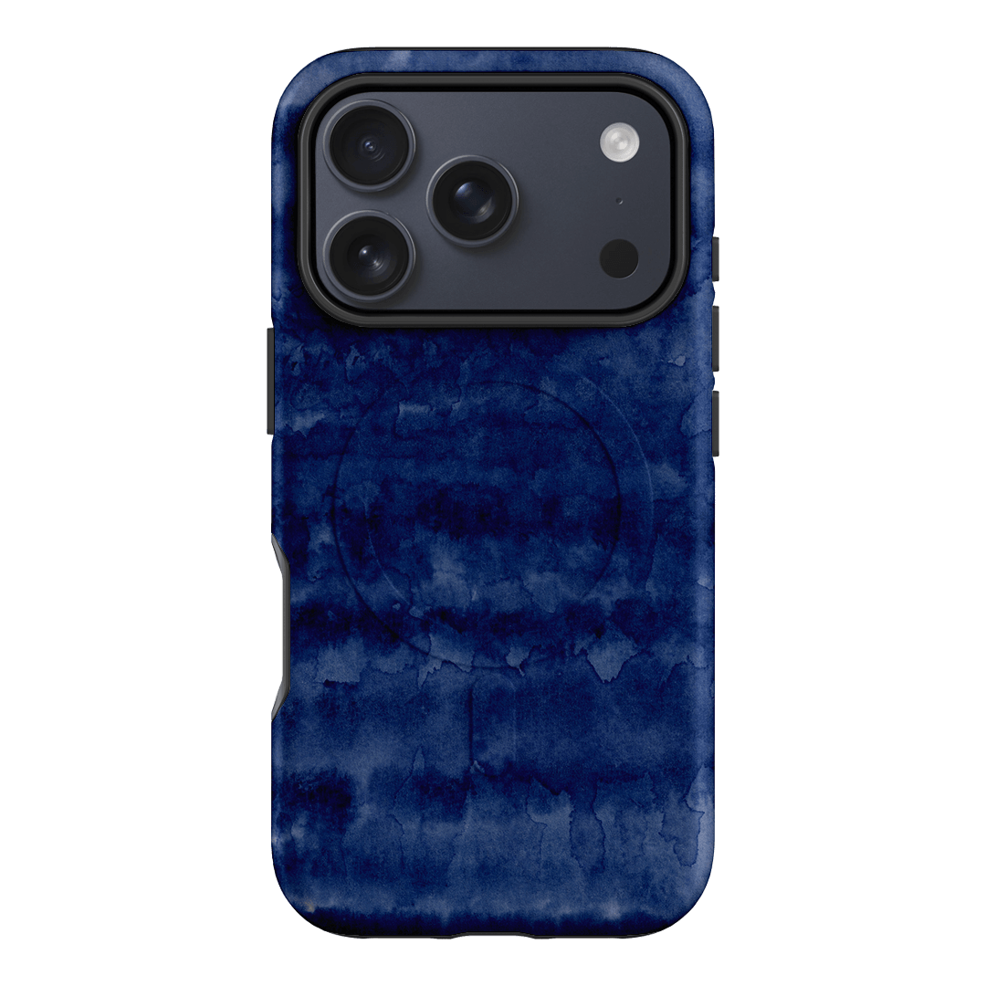 Watercolour Stripes Navy Printed Phone Cases iPhone 17 Pro / Armoured MagSafe by The Dairy - The Dairy