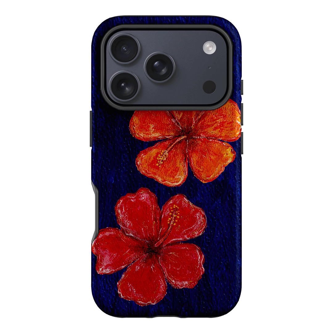 Hibiscus Flower Deep Blue Printed Phone Cases iPhone 17 Pro / Armoured by BG. Studio - The Dairy